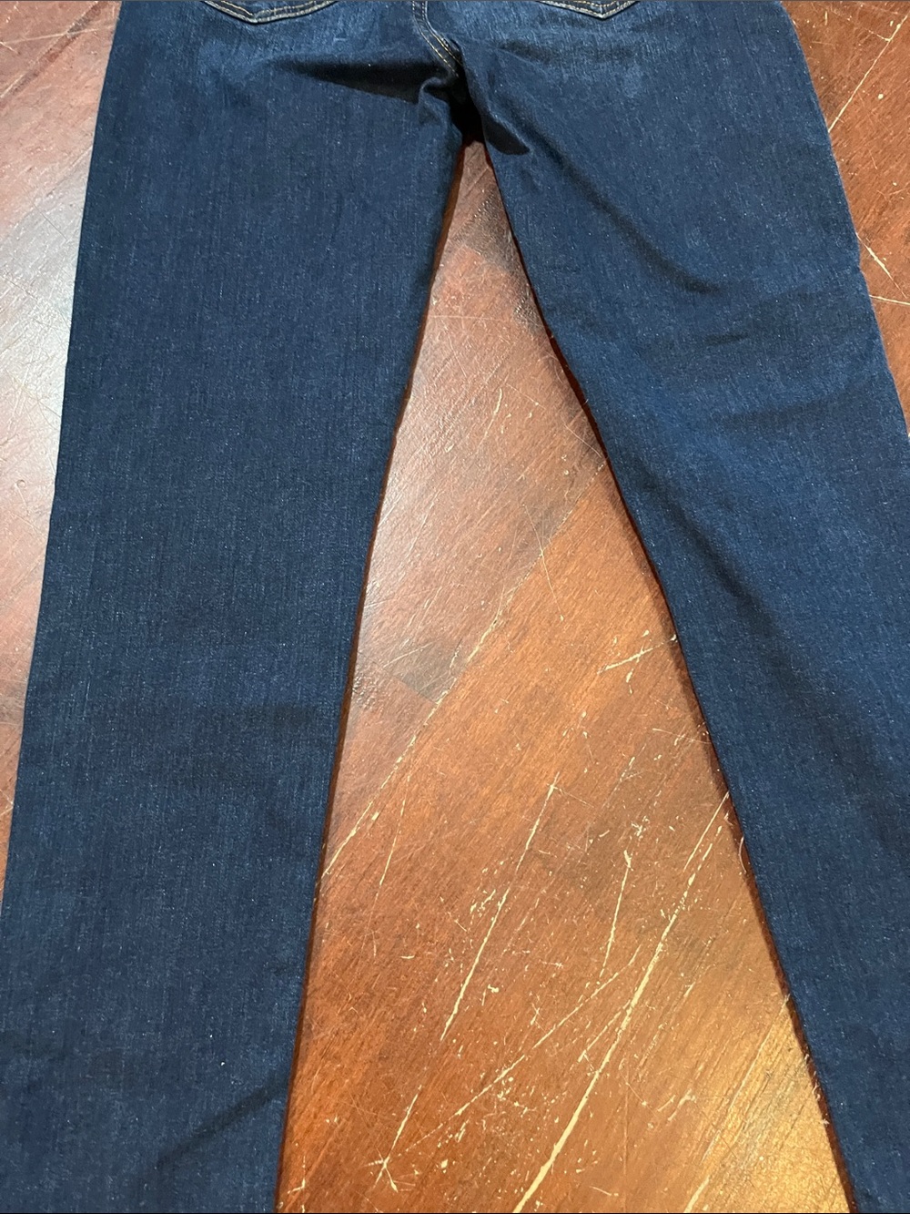 🌻3/$15🌻 LOFT Dark Blue Denim Jeans with Gold Stitching Detail - Picture 7 of 9